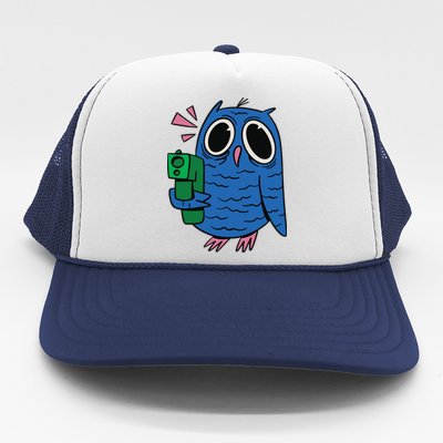 Crazy Owl Gun Trucker Hat