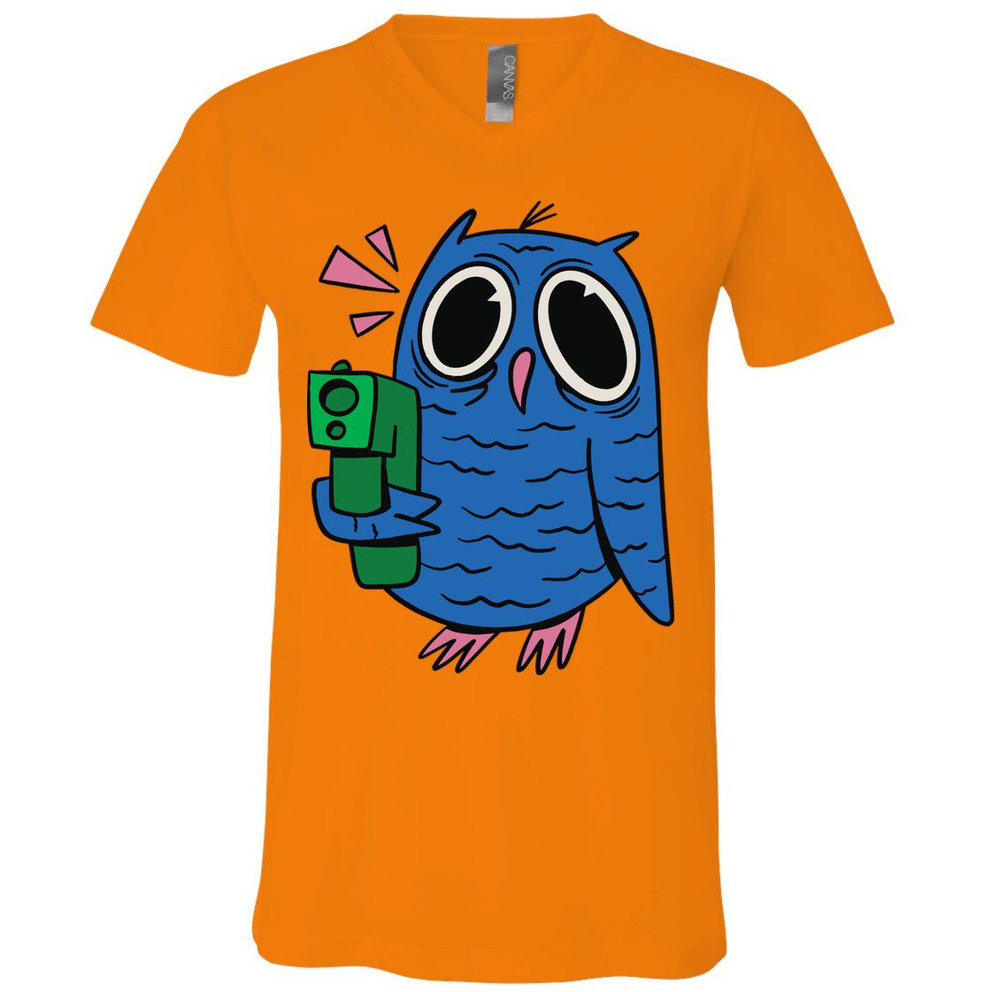 Crazy Owl Gun V-Neck T-Shirt