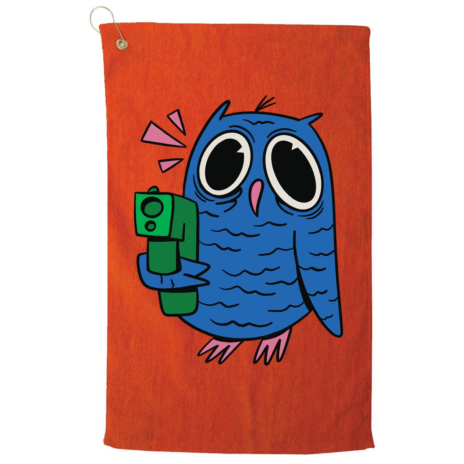 Crazy Owl Gun Golf Towel