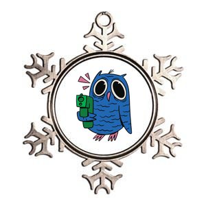 Crazy Owl Gun Metallic Star Ornament