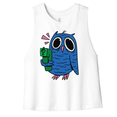 Crazy Owl Gun Women's Racerback Cropped Tank