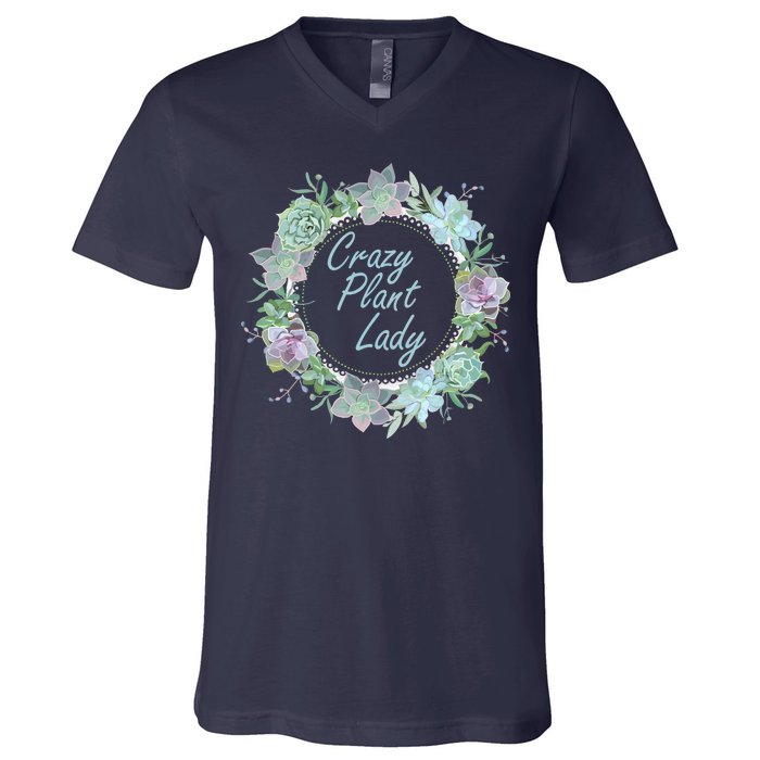 Crazy Plant Lady Floral Logo V-Neck T-Shirt