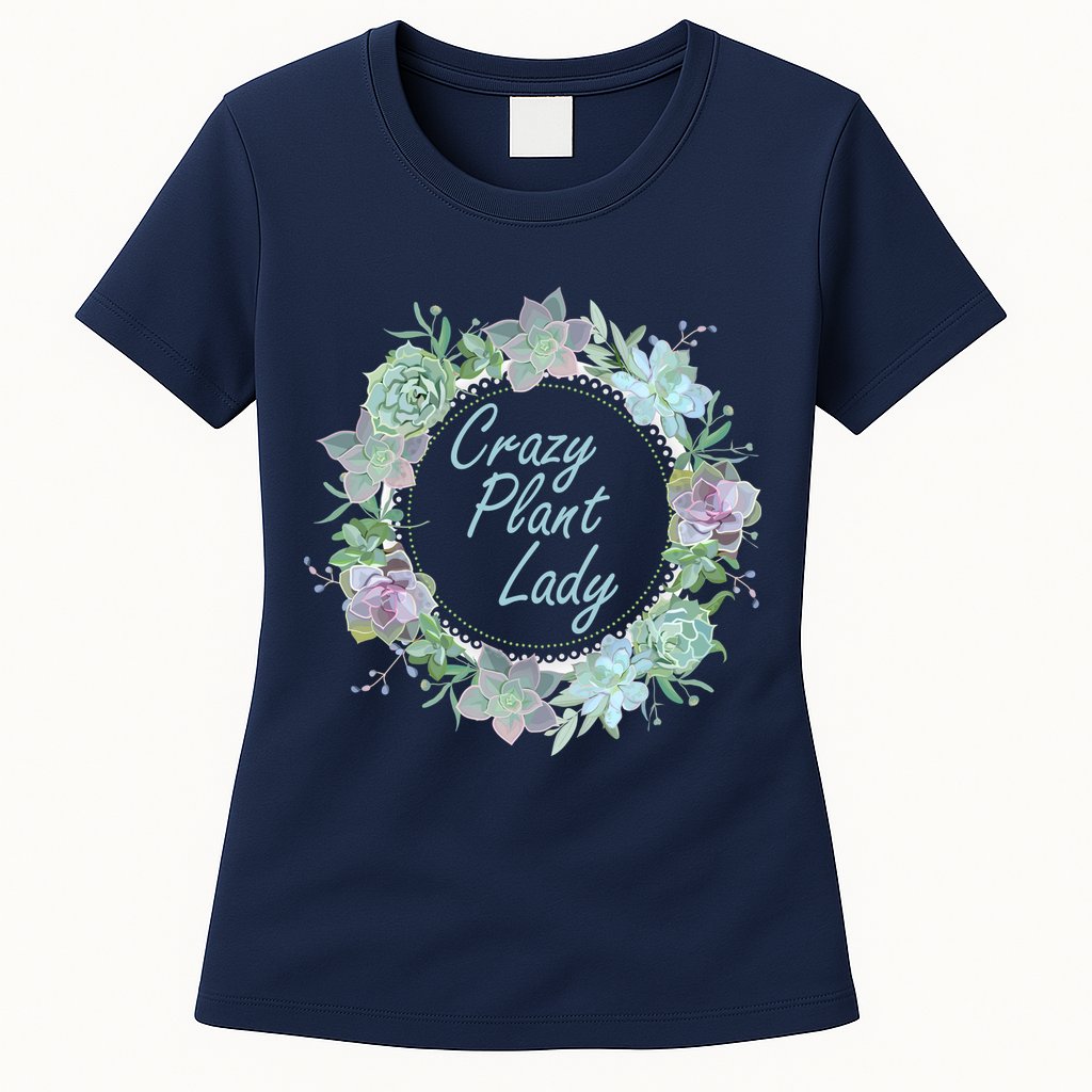 Crazy Plant Lady Floral Logo Womens T-Shirt