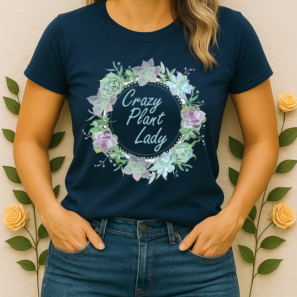 Crazy Plant Lady Floral Logo Womens T-Shirt