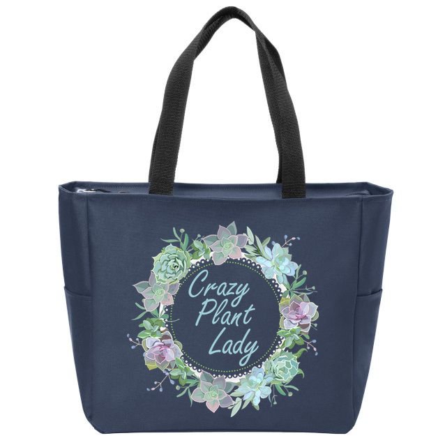 Crazy Plant Lady Floral Logo Zip Tote Bag