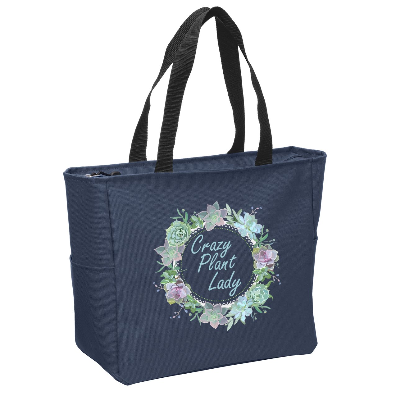 Crazy Plant Lady Floral Logo Zip Tote Bag