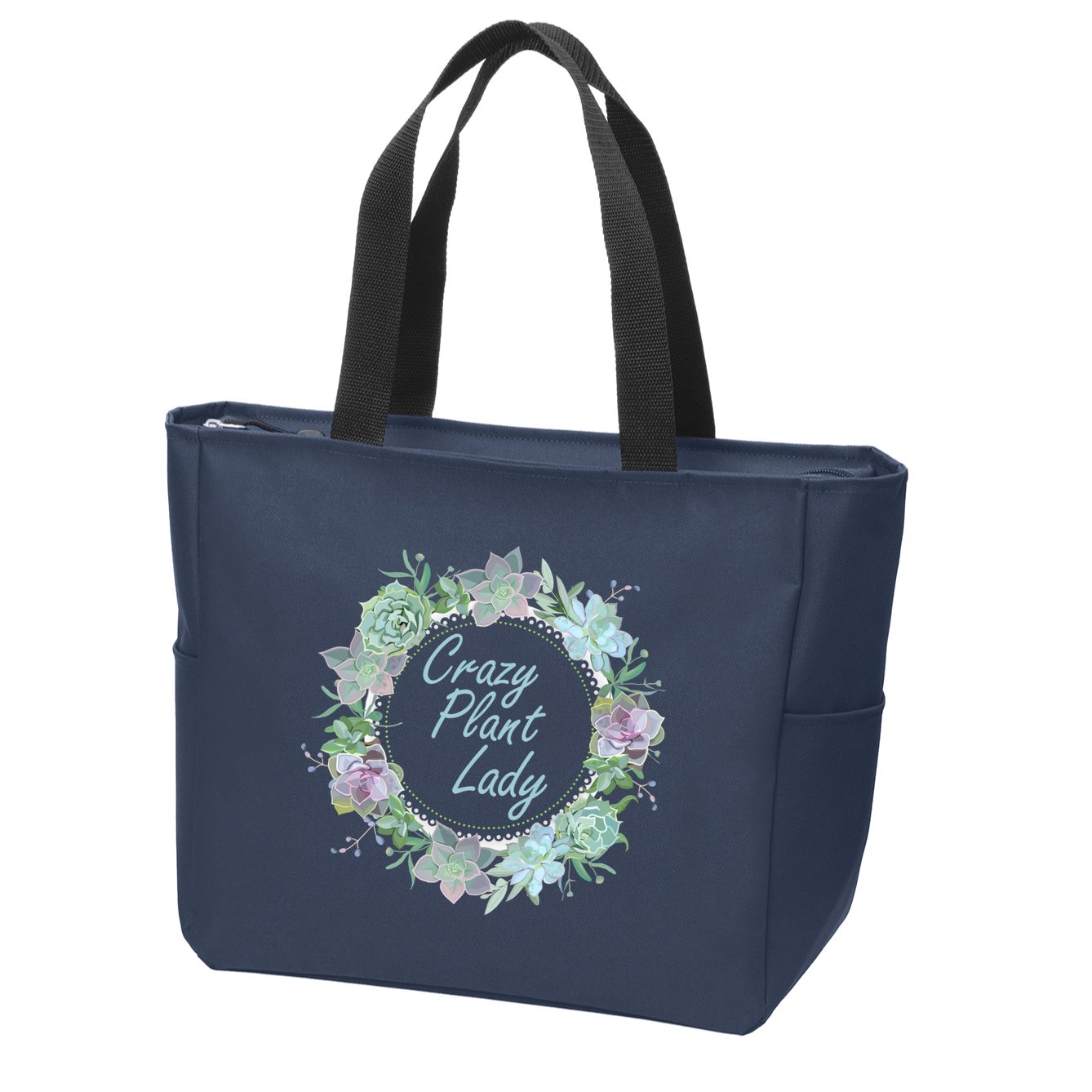 Crazy Plant Lady Floral Logo Zip Tote Bag
