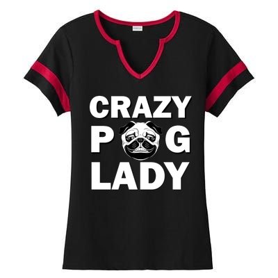 Crazy Pug Lady Ladies Halftime Notch Neck Tee