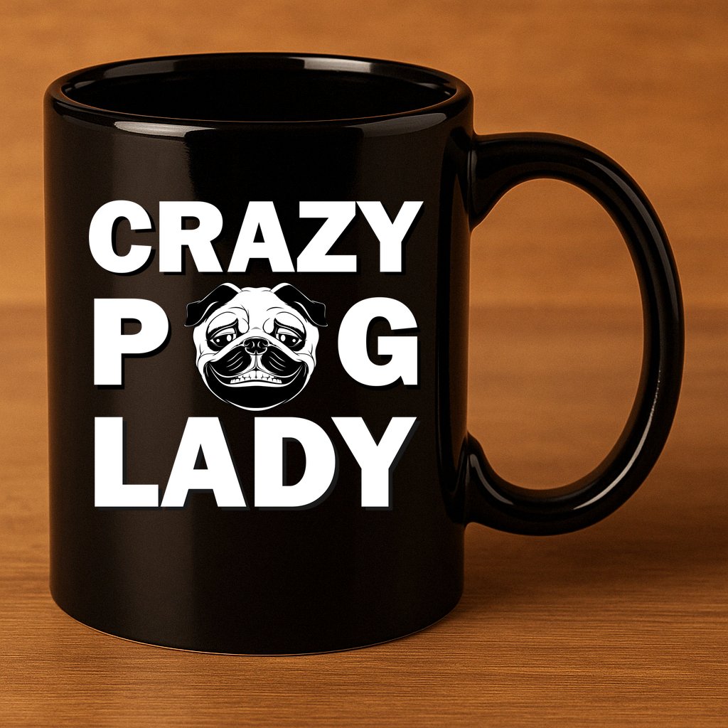 Crazy Pug Lady 11oz C Handle Ceramic Mug