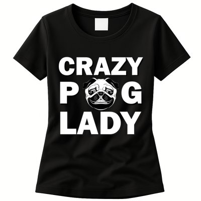 Crazy Pug Lady Womens T-Shirt