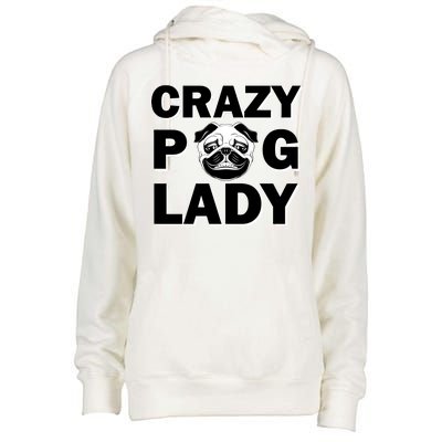 Crazy Pug Lady Womens Funnel Neck Pullover Hood