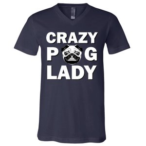 Crazy Pug Lady V-Neck T-Shirt