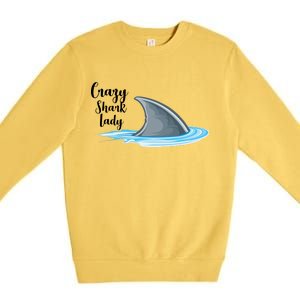 Crazy Shark Lady Premium Crewneck Sweatshirt