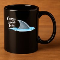 Crazy Shark Lady 11oz C Handle Ceramic Mug