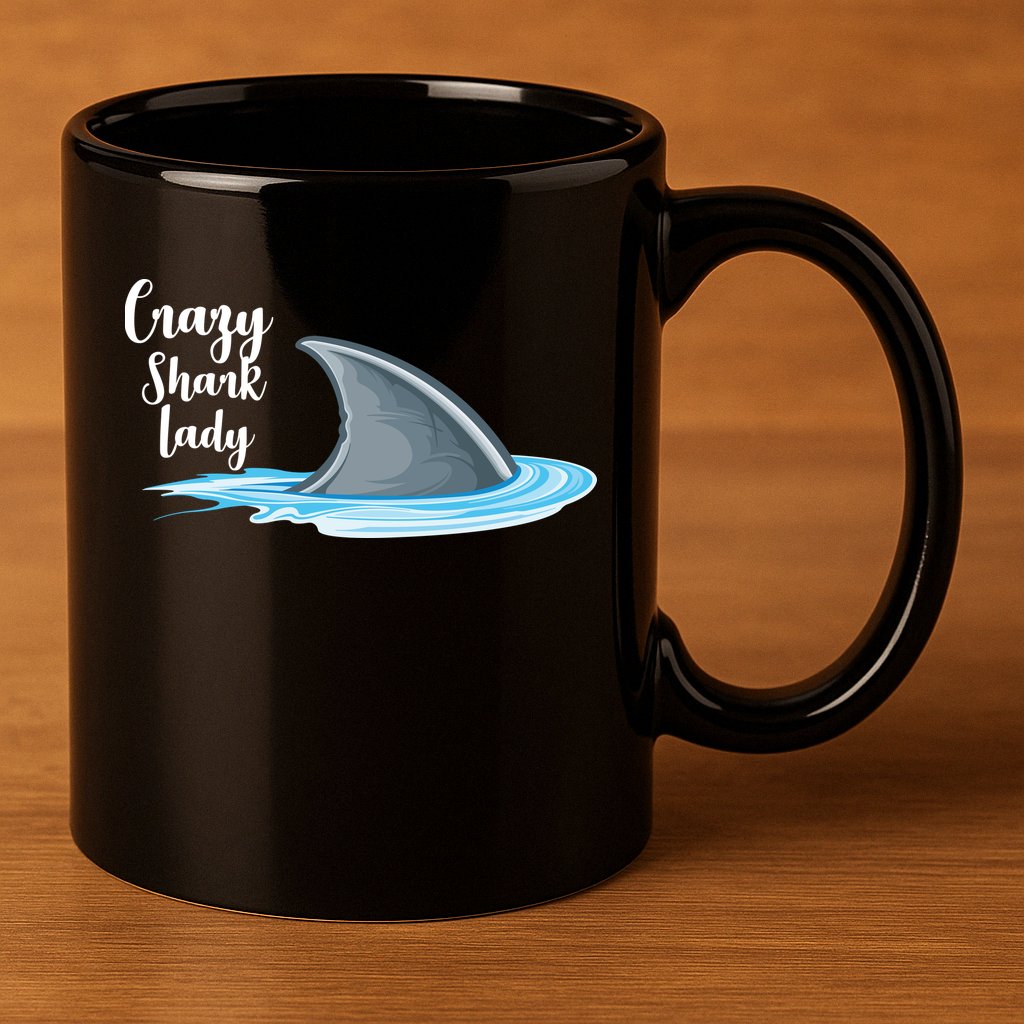Crazy Shark Lady 11oz C Handle Ceramic Mug