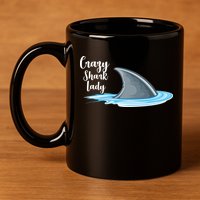 Crazy Shark Lady 11oz C Handle Ceramic Mug