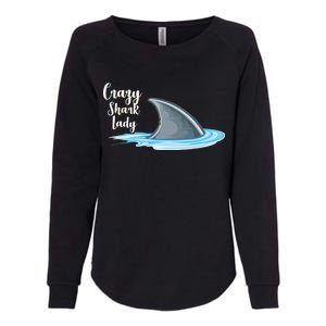 Crazy Shark Lady Womens California Wash Sweatshirt