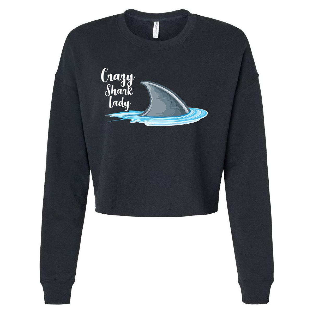 Crazy Shark Lady Cropped Pullover Crew