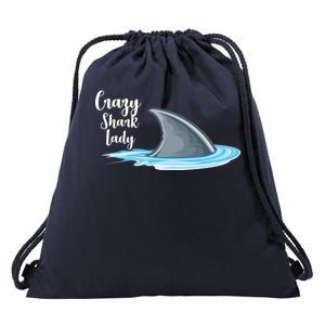 Crazy Shark Lady Drawstring Bag