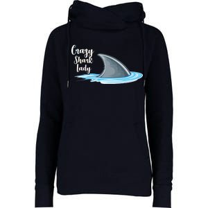 Crazy Shark Lady Womens Funnel Neck Pullover Hood