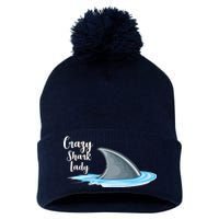 Crazy Shark Lady Pom Pom 12in Knit Beanie