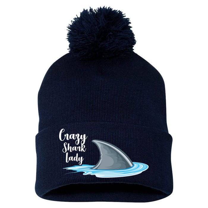 Crazy Shark Lady Pom Pom 12in Knit Beanie