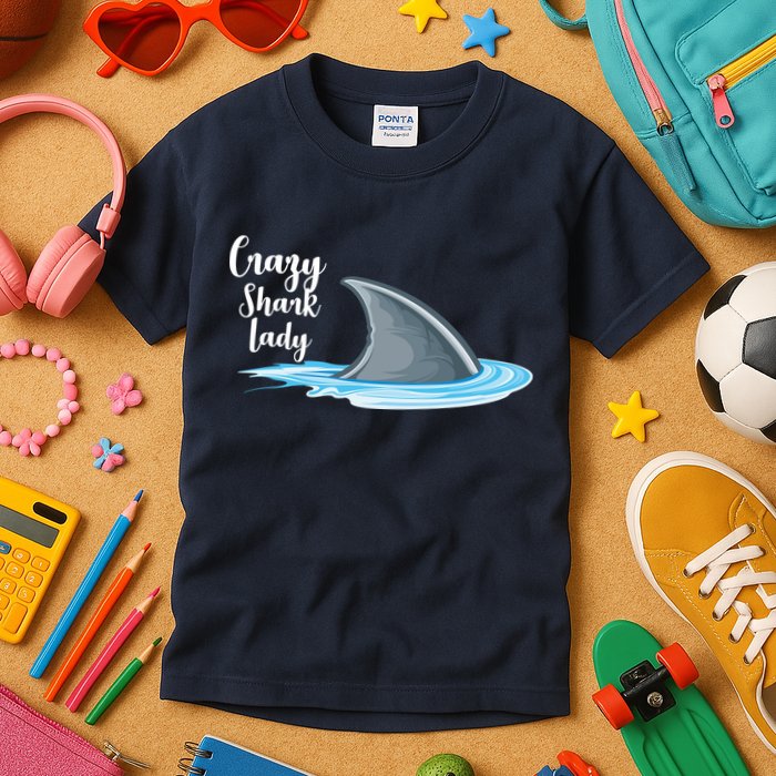 Crazy Shark Lady Kids T-Shirt