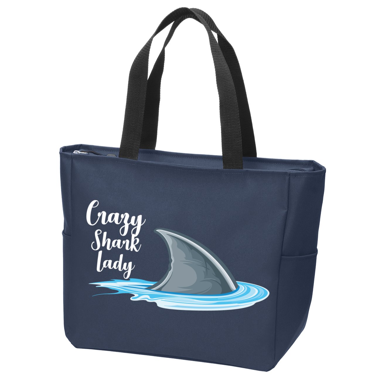 Crazy Shark Lady Zip Tote Bag