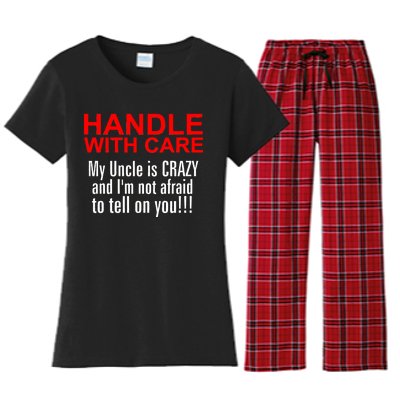 Crazy Uncle - Handle With Care Funny Women's Flannel Pajama Set