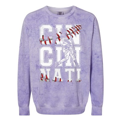 Cincinnati Retro Baseball Lover Met At Game Day Colorblast Crewneck Sweatshirt