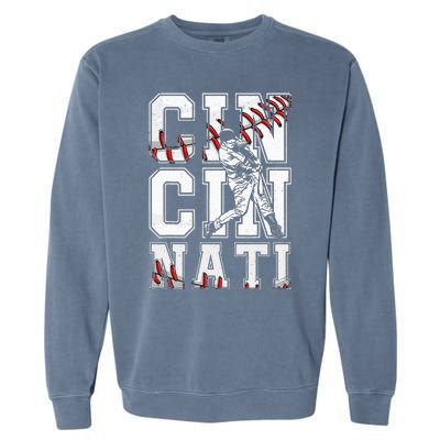 Cincinnati Retro Baseball Lover Met At Game Day Garment-Dyed Sweatshirt