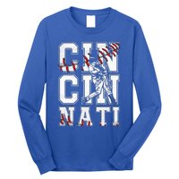 Cincinnati Retro Baseball Lover Met At Game Day Long Sleeve Shirt