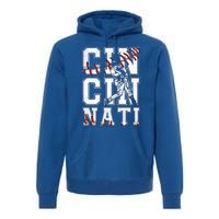 Cincinnati Retro Baseball Lover Met At Game Day Premium Hoodie