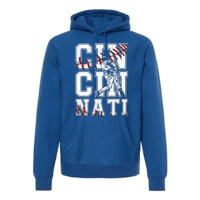 Cincinnati Retro Baseball Lover Met At Game Day Premium Hoodie