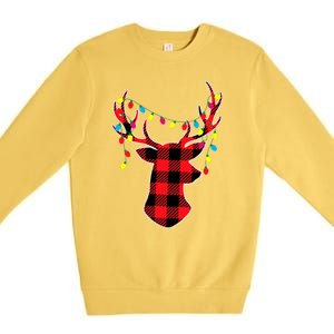 Classic Red & Black Christmas Buffalo Plaid Deer Premium Crewneck Sweatshirt