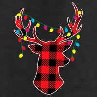 Classic Red & Black Christmas Buffalo Plaid Deer 7 Panel Mesh Trucker Snapback Hat