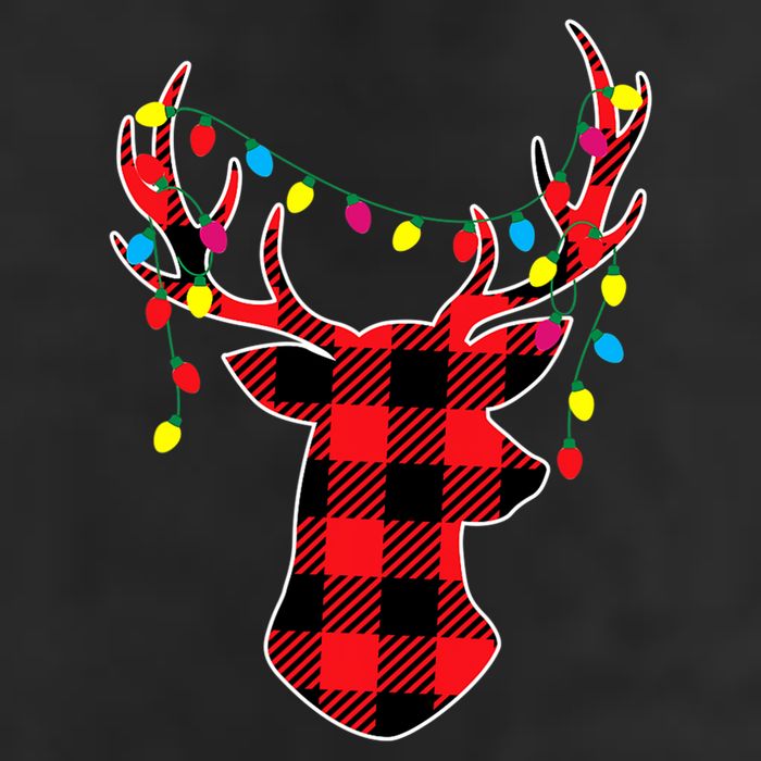 Classic Red & Black Christmas Buffalo Plaid Deer 7 Panel Mesh Trucker Snapback Hat