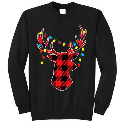 Classic Red & Black Christmas Buffalo Plaid Deer Sweatshirt