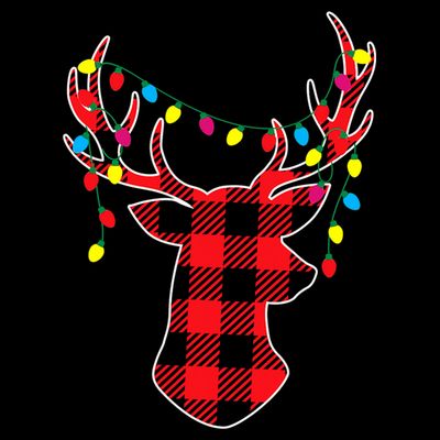 Classic Red & Black Christmas Buffalo Plaid Deer T-Shirt