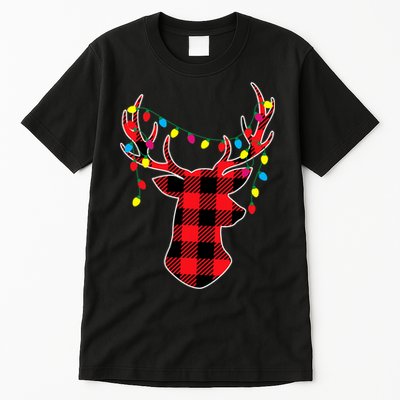 Classic Red & Black Christmas Buffalo Plaid Deer Tall T-Shirt