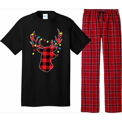 Classic Red & Black Christmas Buffalo Plaid Deer Pajama Set