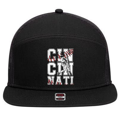 Cincinnati Retro Baseball Lover Met At Game Day 7 Panel Mesh Trucker Snapback Hat