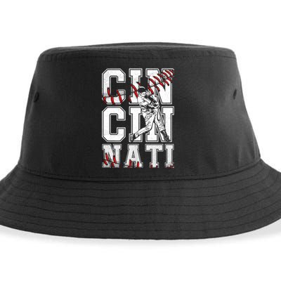 Cincinnati Retro Baseball Lover Met At Game Day Sustainable Bucket Hat