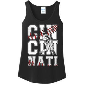 Cincinnati Retro Baseball Lover Met At Game Day Ladies Essential Tank