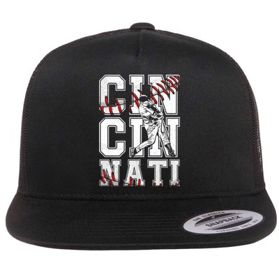 Cincinnati Retro Baseball Lover Met At Game Day Flat Bill Trucker Hat