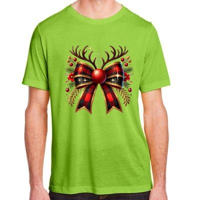 Christmas Reindeer Bow Cute Coquette Bow Xmas Gift Adult ChromaSoft Performance T-Shirt