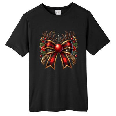 Christmas Reindeer Bow Cute Coquette Bow Xmas Gift Tall Fusion ChromaSoft Performance T-Shirt