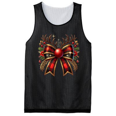 Christmas Reindeer Bow Cute Coquette Bow Xmas Gift Mesh Reversible Basketball Jersey Tank