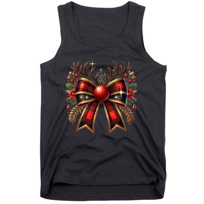 Christmas Reindeer Bow Cute Coquette Bow Xmas Gift Tank Top