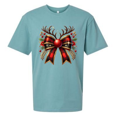 Christmas Reindeer Bow Cute Coquette Bow Xmas Gift Sueded Cloud Jersey T-Shirt